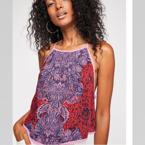 Free People Tops - Free People Break Free Printed Flowy Boho Tank Top L